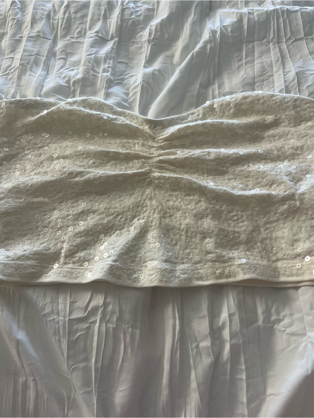 Express White Sequin Strapless Bandeau
